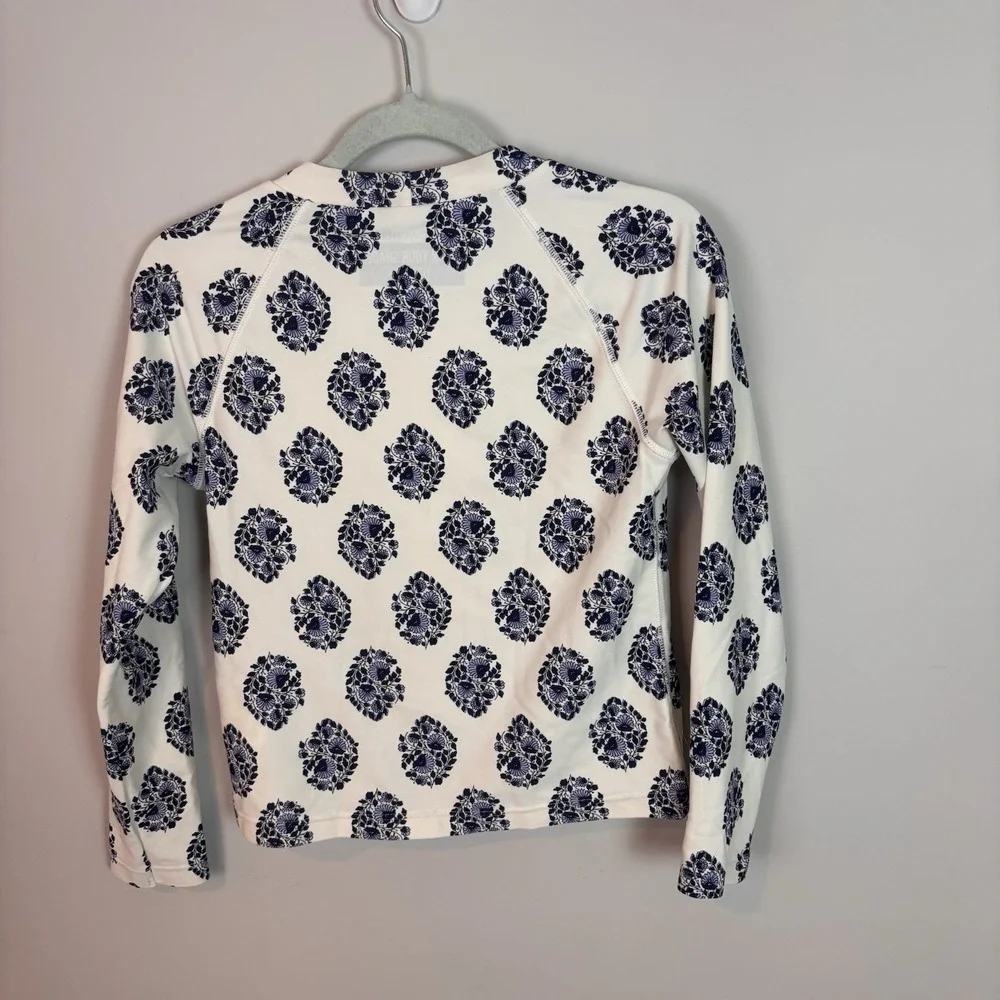 J.Crew‎ Crew cuts Girls UPF 50 Long Sleeve Blue Floral Swim Top Size 6-7 summer